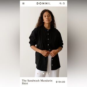 Donni Sandwash Mandarin button down in black